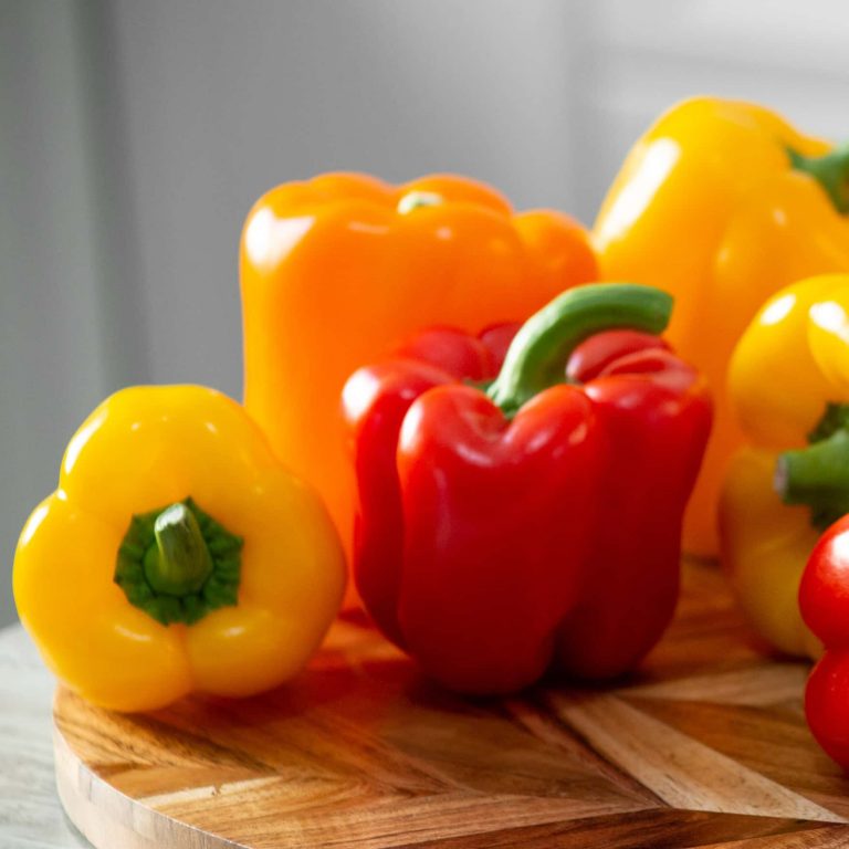 Yellow, orange and red peppers